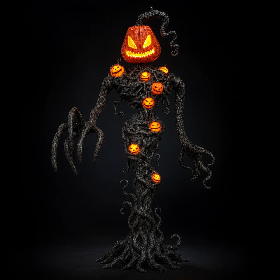 Witherroot 6.5 ft Pumpkin Vine Creature glowing against a dark backdrop
