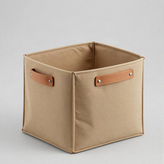 Canvas Storage Bin with Leather Handles